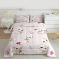 thumbnail image 2 of Homewish Kawaii Cat Kitten Full Size Comforter Sets,Lovely Pet Animal Bedding Comforter Set,Pink Rose Butterfly Bedding Sets For Girls Kids,Ultra Soft Home Decor Reversible,3pcs, 2 of 8
