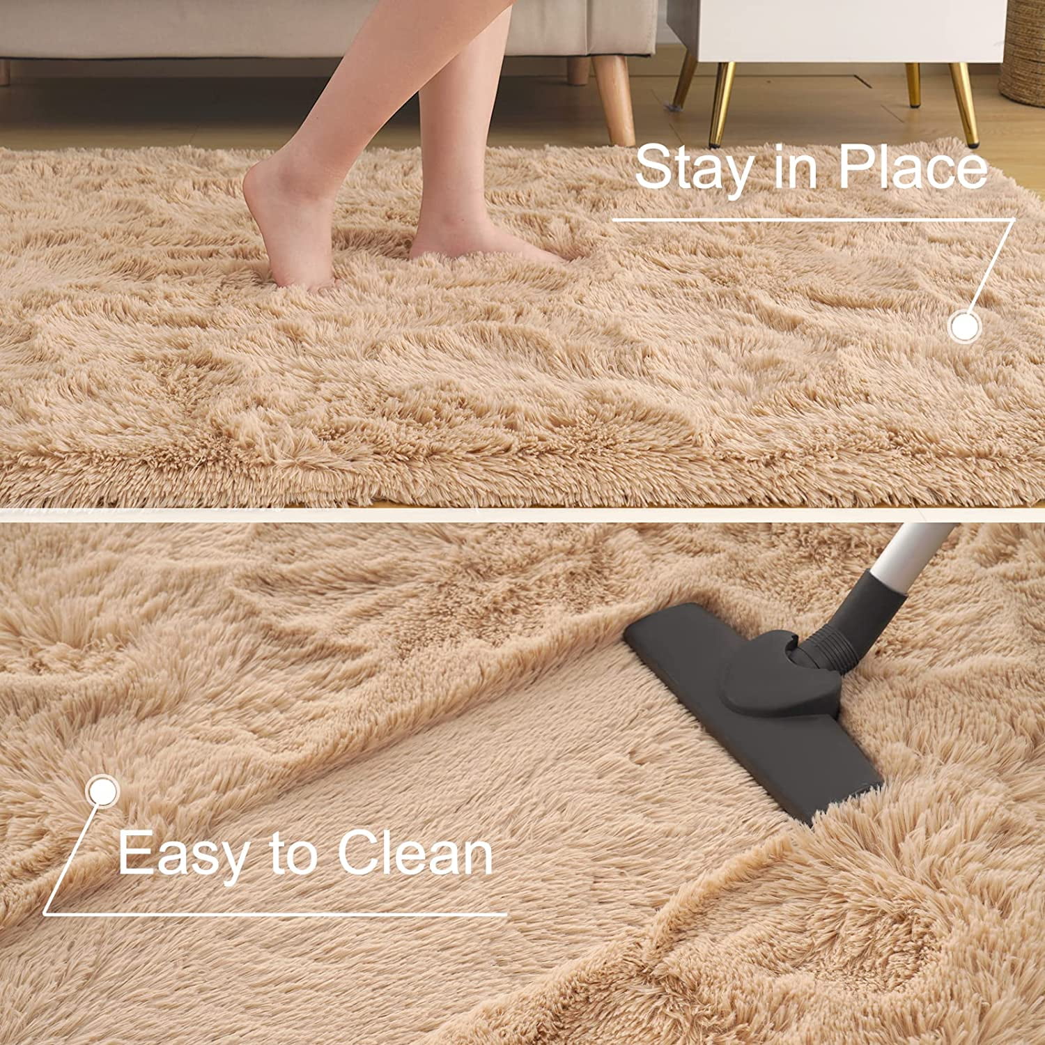Lochas Luxury Fluffy Rugs Ultra Soft Shag Rug for Bedroom Living Room Kids Room, Children,6'x9',Camel