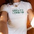 thumbnail image 5 of Lucky Charm BabyTee, St Patricks Day BabyTee, Sorority BabyTee For Women, Lucky You Irish Tee, White Tee With Phrase, Trendy BabyTee y2k, 5 of 6