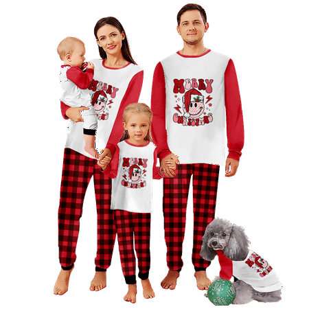 

Family Matching Christmas Pajamas Christmas Buffalo Plaid Stripe Printed Sizes Baby-Kids-Adult-Pet 2 Pieces Top and Pants Bodysuits Pajamas Set