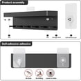 thumbnail image 5 of Porta llaves multifunción con estante de almacenamiento montado en la pared, sin perforaciones, innovador llavero detrás de la puerta para dormitorio, sala de estar, negro, 5 of 5