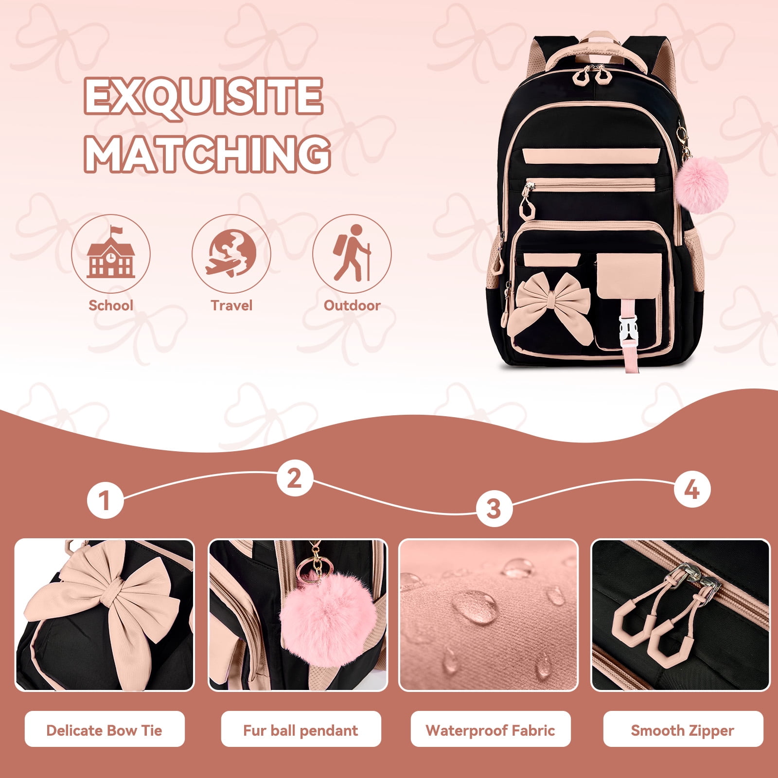 Inadays School Backpack Set Cute Bookbag Set for Elementary Preschool Middle