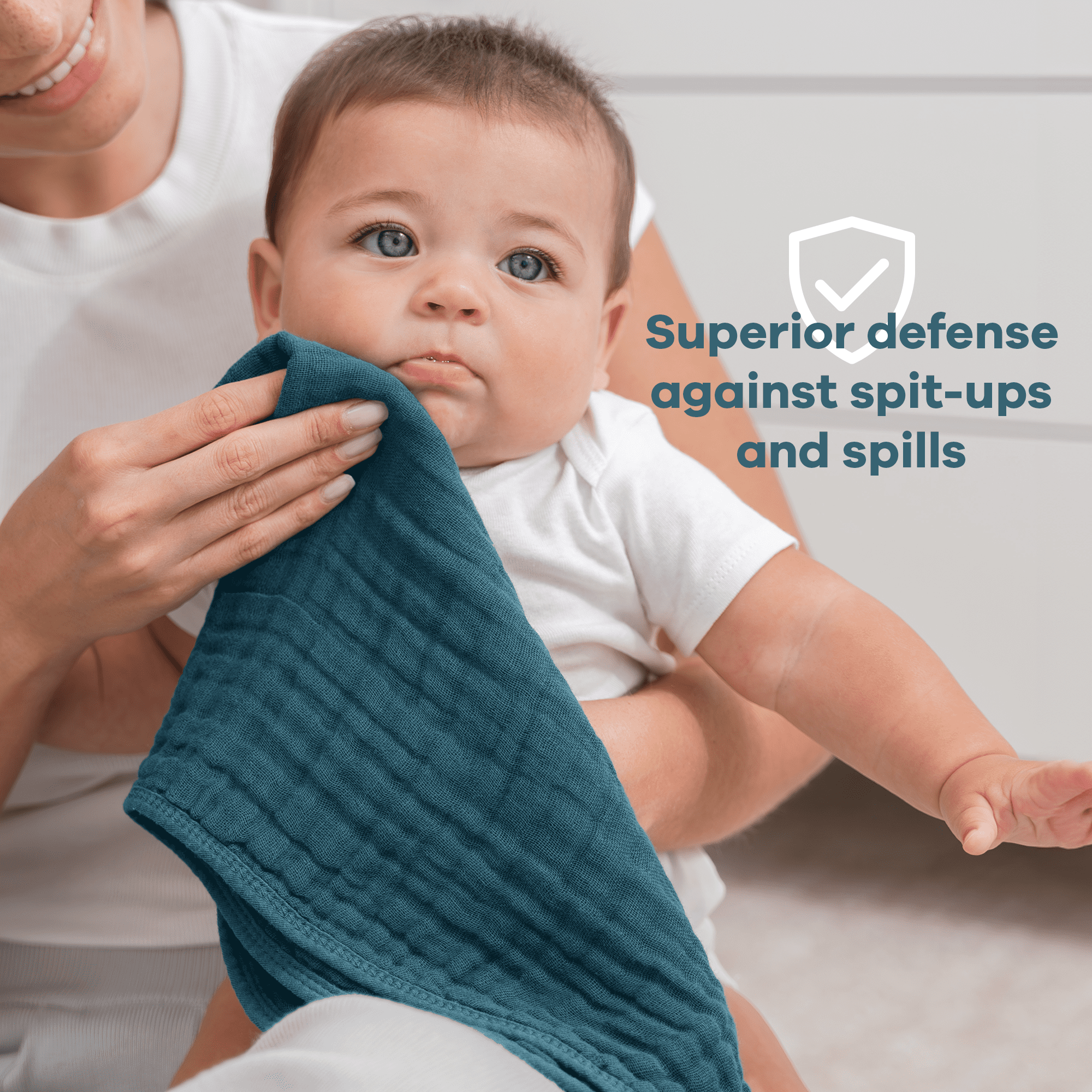 Synrroe Muslin Burp Cloths Large Pack Of 10 Extra Absorbent And Soft 6 Layers 20 By 10 Inches 100% Cotton (Blue 10 Pack