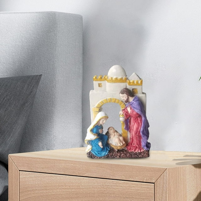 Estatuilla pintada a mano perfecl Conjunto de Natividad Decoración del hogar Figura Sagrada Familia