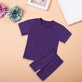 thumbnail image 2 of Ruyang Kids Girls Cotton 2 Piece Set Short Sleeve T-Shirts and Elastic Waist Shorts Solid Athletic Outfits Cute Loungewear Set, 2 of 9