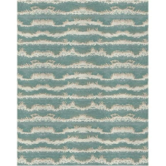 Pasargad Home Modern 24" x 39" Hand-Knotted Silk/Wool Area Rug in S. Blue/Silver