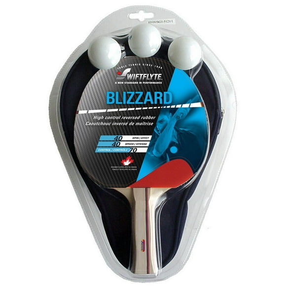 Swiftflyte™ Blizzard Table Tennis/Ping Pong Racket and Case Set - Includes Racket, Deluxe Lion® Zipper Case and 3 Balls