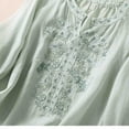 thumbnail image 6 of Sakmal Women's Blouse Green Flutter 3/4 Sleeve Embroidered Shirts V-Neck Blouses Womens Workout Tops, 6 of 9