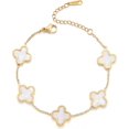 thumbnail image 1 of Pulsera de la suerte TUNC con trébol de cuatro hojas chapada en oro para mujer, 1 of 3