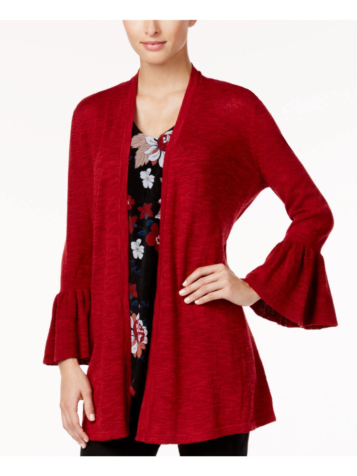 Alfani - ALFANI Womens Red Long Sleeve Open Cardigan Top Size XXL - Walmart.com - Walmart.com