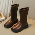 thumbnail image 2 of BOBOGOJP Girls Knee High Boots Side Zipper Riding Shoes for Little Kid/Big Kid Brown for Size 1.5, 2 of 7