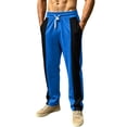 thumbnail image 2 of Maplenight Men's Athletic Track Pants with Side Striped Straight Leg Drawstring Elastic Waist Pant Relaxed Fit Open Bottom Sport Pant for Running Workout, 2 of 7