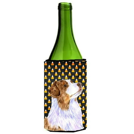 

Carolines Treasures LH9059LITERK Australian Shepherd Candy Corn Halloween Portrait Wine bottle sleeve Hugger - 24 oz.