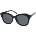 thumbnail image 2 of sunglassLA Female Women's Oversize Horn Rimmed Round Lens Cat Eye Sunglasses 52mm (Black / Smoke) - 52mm, 2 of 4