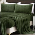 thumbnail image 3 of Chezmoi Collection Extra Soft Fleece Sheet Set Twin, 3-Piece Microplush Non-Pilling Velvety Bed Sheet, Deep Pocket - Lightweight All Season Warmth, Twin, Olive Green, 3 of 9