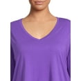 thumbnail image 4 of Terra & Sky Women's Plus Size V-Neck Tee with Long Sleeves, 4 of 5