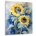 thumbnail image 2 of Designart "Yellow Blue Sunflower Golden Vibrant Sunflower Fields" Sunflowers Metal Art Living Room, 2 of 5