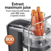 Hamilton Beach Easy Clean Juicer Machine, 800 W 2-Speed 16 oz Fruit and Vegetable Juice Extractor, Easy Cleaning and 3 Big Mouth Chute, Black