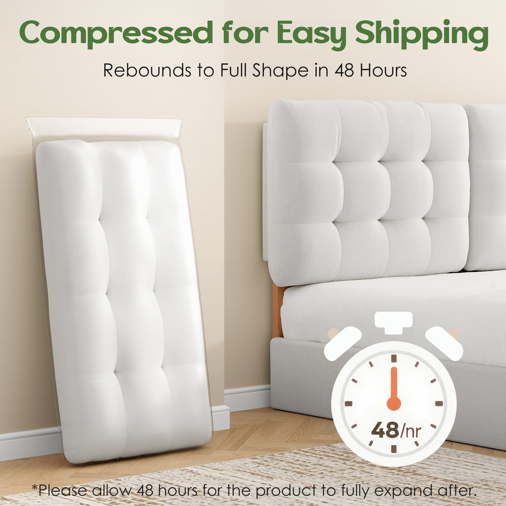 Someet Upholstered Headboard for King Size, Adjustable Height Headboard, Modern Button Tufting Solid Wood Headboard, Beige