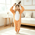 thumbnail image 5 of YunPes Boys & Girls Flannel Animal Onesie Cozy Warm Ears Hood Jumpsuit Halloween Carnival Party Cute Festival Clothes 18M-10Y, 5 of 6