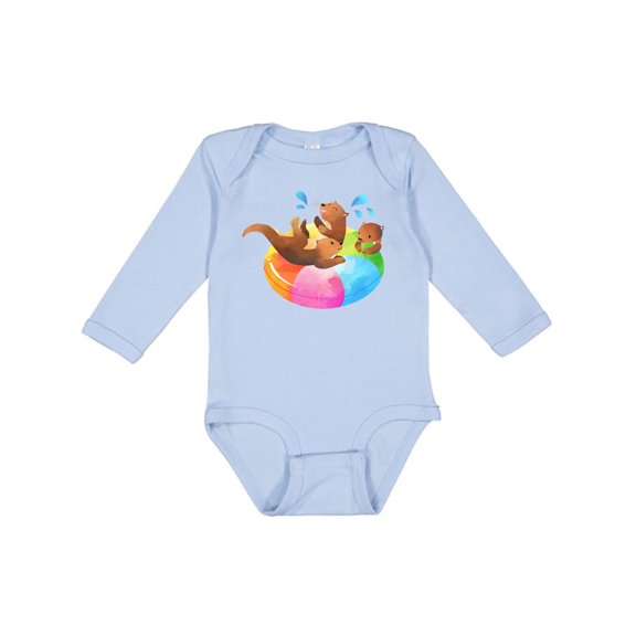Inktastic Cute Otter Float Boys or Girls Long Sleeve Baby Bodysuit