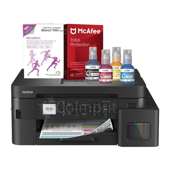 KIT MULTIFUCIONAL BROTHER DE INYECCION DE TINTA A COLOR MFC-T930DW + KIT DE TINTA + PAPEL + ANT. MCAFEE
