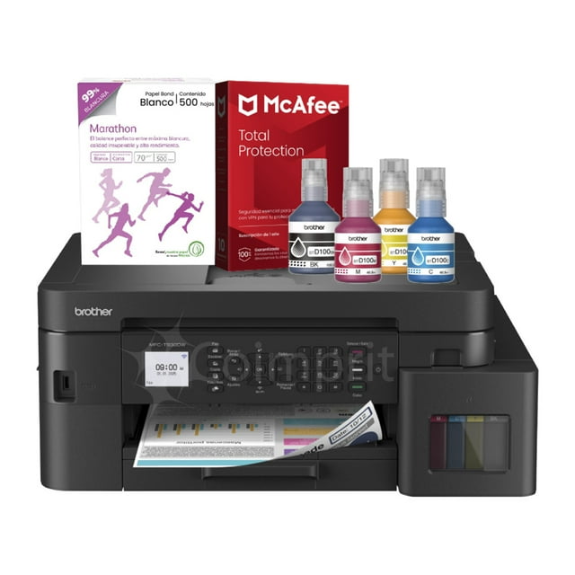 KIT MULTIFUCIONAL BROTHER DE INYECCION DE TINTA A COLOR MFC-T930DW + KIT DE TINTA + PAPEL + ANT. MCAFEE