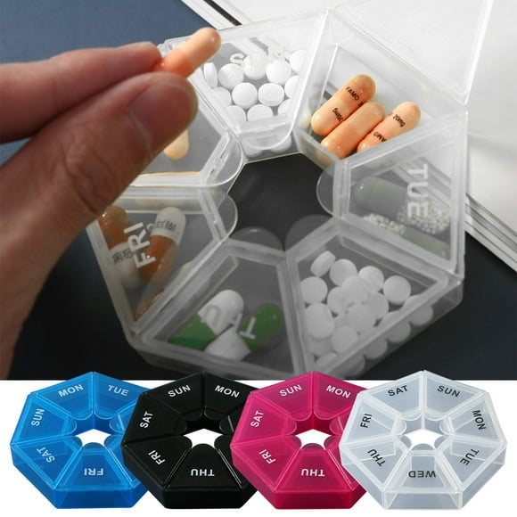 Tyidzon 2Pc Portable Weekly Pill Organizer Sealed Against Moistures Pill Box 7 Day Medicine Storage for Supplements, Vitamins, Fish Oil, Daily Pill Organizer