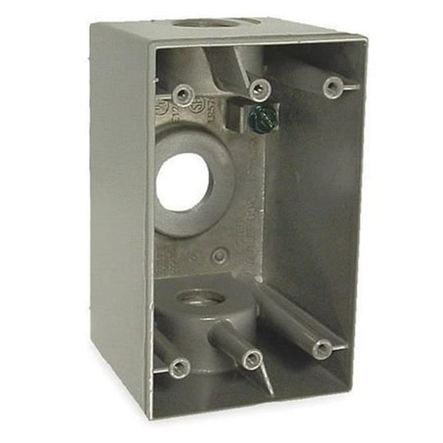 Bell Outdoor 5385-0 0.5 in. 1-Gang Gray Weatherproof Deep Box with Three Threaded Outlets - Gray