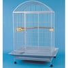 WI40R 1" Bar Spacing Dome Top Wrought Iron Parrot Cage - 40"x30"in White