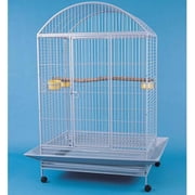 WI40R 1" Bar Spacing Dome Top Wrought Iron Parrot Cage - 40"x30"in White