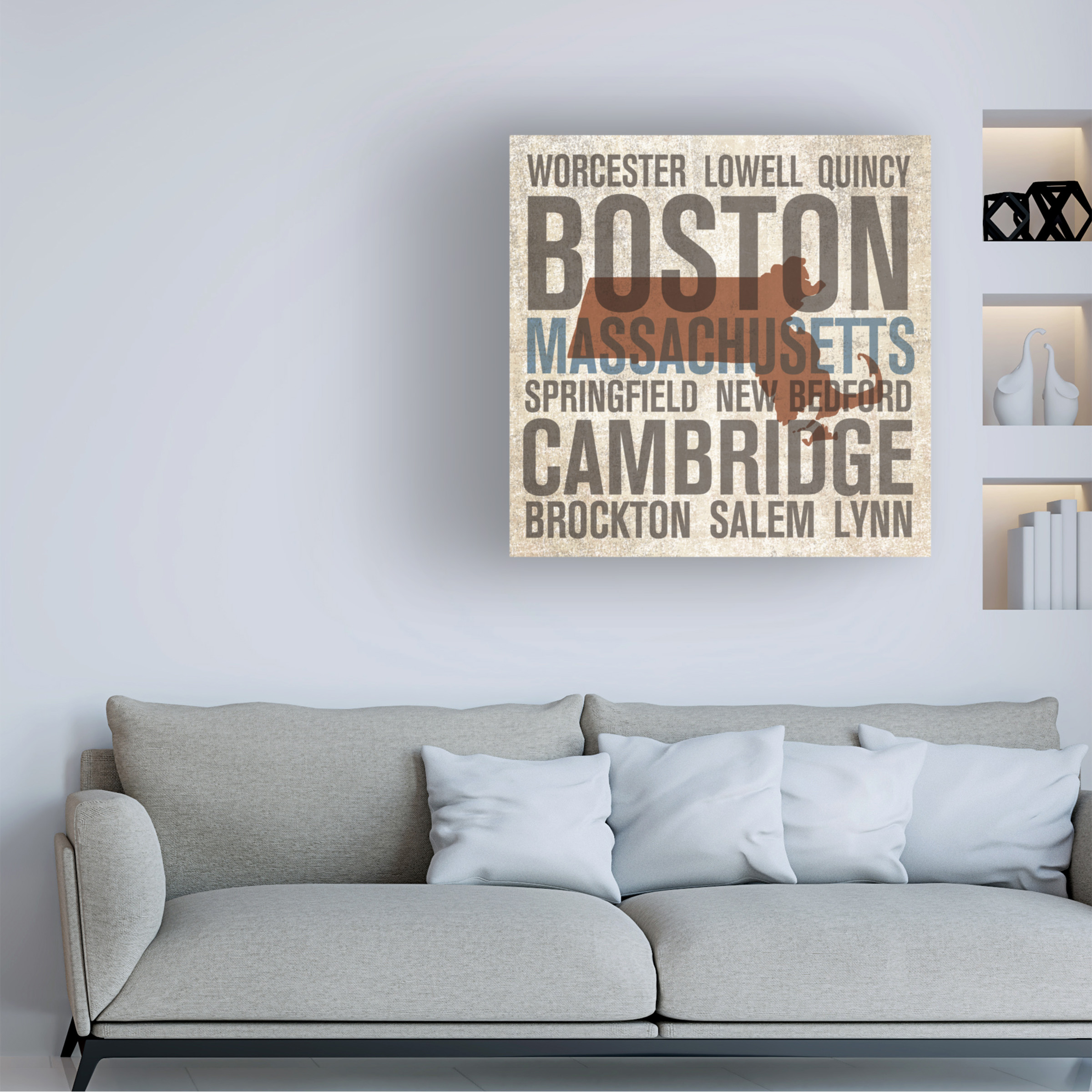 Trademark Fine Art 'Massachusetts Word Map' Canvas Art by Michael Mullan