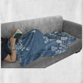 thumbnail image 6 of Sea Shells Soft Flannel Fleece Blanket, Floral Arrangement with Fishes Abstract Marine and Natural Elements Illustration, Cozy Plush for Indoor and Outdoor Use, 50" x 70", Blue White, by Ambesonne, 6 of 6