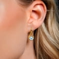 thumbnail image 3 of Gem Stone King 3.40 Ct Round Sky Blue Topaz 18K Yellow Gold Plated Silver Earrings, 3 of 4