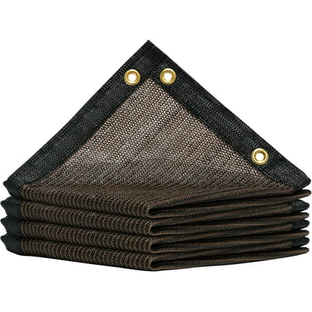 AMGO 5 x 27 Brown Custom Size Shade Cloth with Grommets - 90% Sunblock Durable Mesh Fabric Tarp for Dog Kennel Cover Fence Privacy Screen Greenhouse Chicken Coop & Pet Playpen