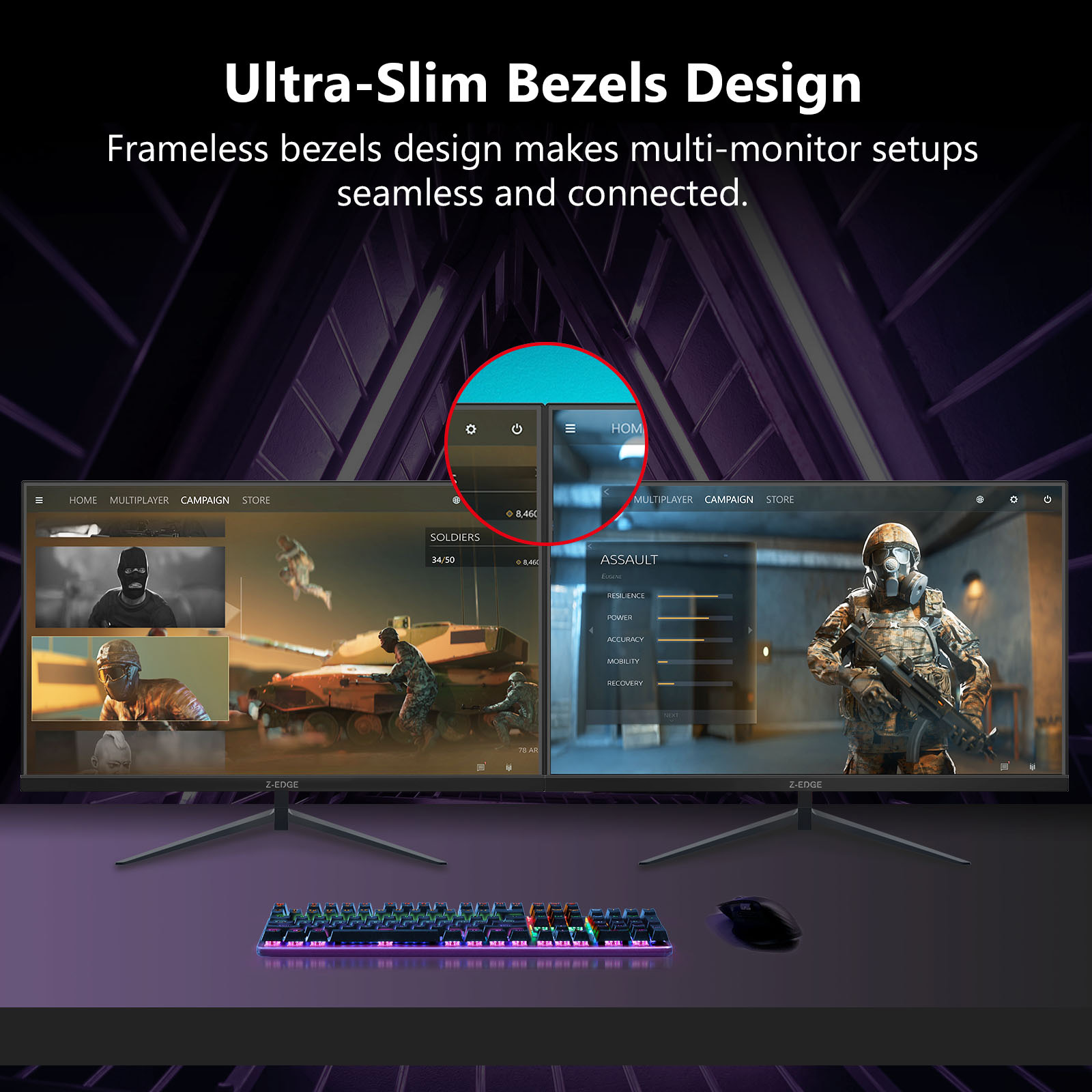 Z-EDGE 24.5 Inch 300Hz Gaming Monitor, FHD 1080P IPS Display, 1ms MPRT, AMD FreeSync, HDR Support, VESA Mount Compatible