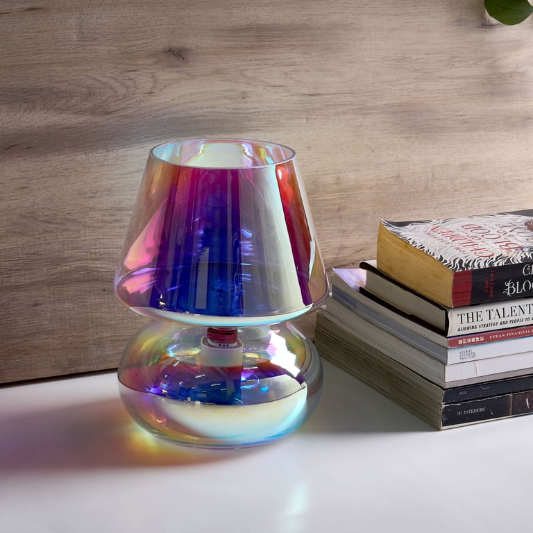 Urban Shop Iridescent Glass Mushroom Lamp, 10