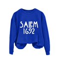 thumbnail image 3 of YVNAURA Women's Spooky Season Salem 1692 Witch Sweatshirt They Missed One Funny Graphic Pullover Crewneck Long Sleeve Sarcastic Halloween Tee Casual Fall Top 1 Pack, Blue,L, 3 of 3