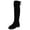 Black, variant on Womens Over The Knee Boots Round Toe Low Block Lug Heel Faux Suede Drawstring Tie Slim Stretch Street Daily Boots Brown Size 8