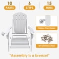 thumbnail image 5 of Pipopa Outdoor Folding HDPE Adirondack Chair Set of 2 with Cup Holder,All-Weather Patio Chair for Garden,Backyard,Pool,White, 5 of 8