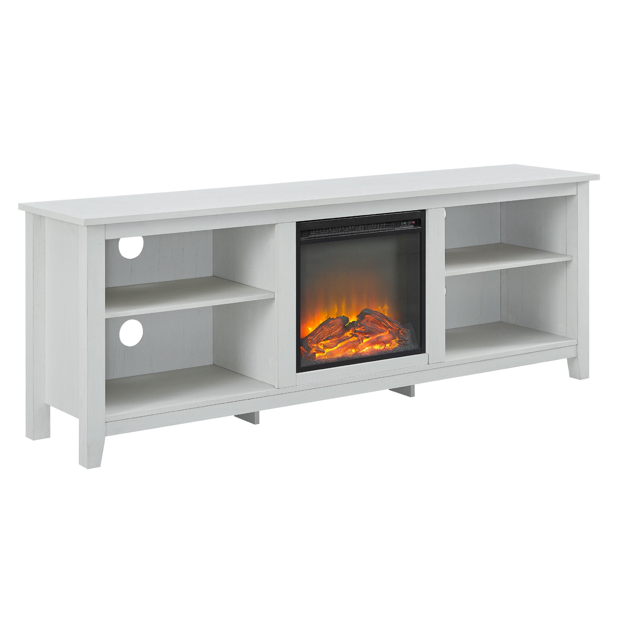 Manor Park Transitional Electric Fireplace TV Stand, Brushed White