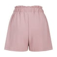 thumbnail image 7 of Homenesgenics Shorts for Women Plus Size Womens Linen Solid Pocket Casual Elastic Waist Short Pants Pink L, 7 of 7