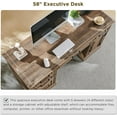 thumbnail image 5 of T4TREAM Farmhouse Wood 58" Executive Desk for Home Office, 30" High Computer Desk with Drawers and Storage Cabinet, Warm Brown, 5 of 5