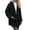Black, variant on Women's Hooded Cable Textured Sherpa Coat Button Front Mid-Length Teddy Fleece Jacket with Side Pockets Warm Winter Casual Outerwear,Size:S-XXL