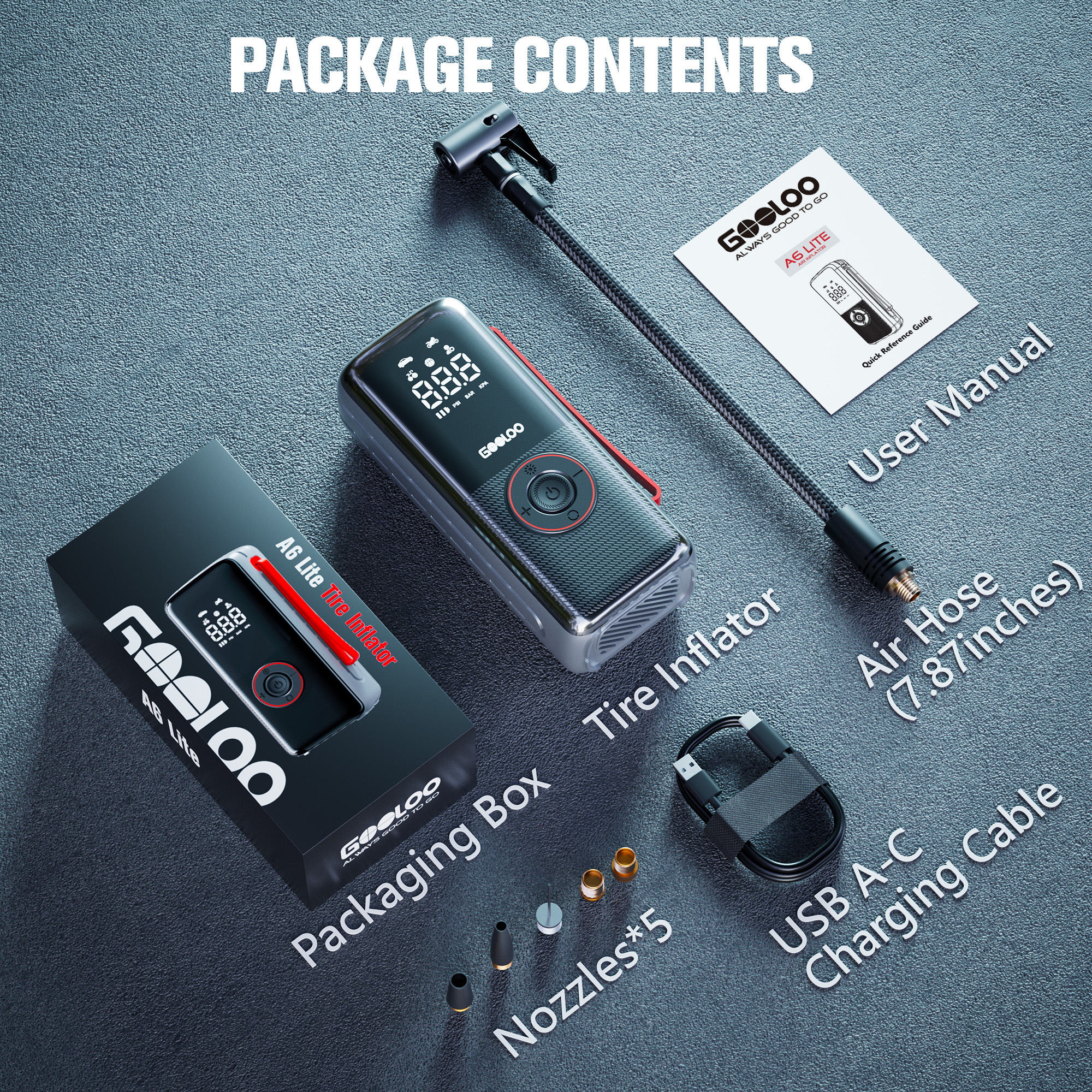 Gooloo A6lite Cordless Tire Inflator, 160PSI photo 7