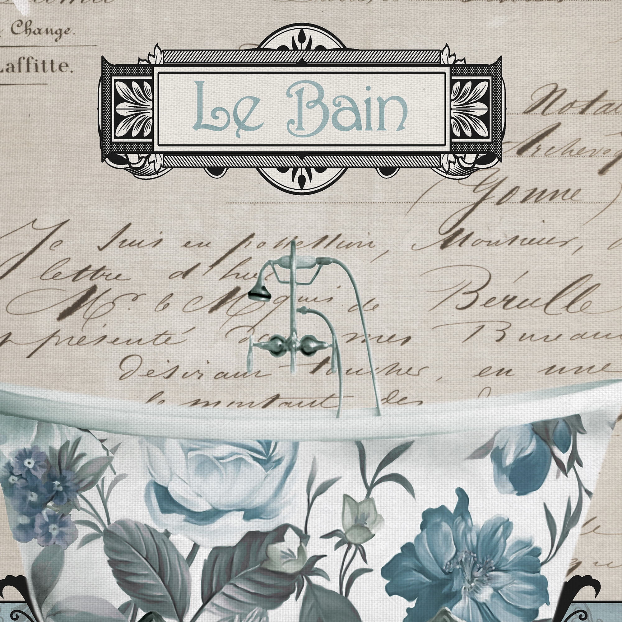 Masterpiece Art Gallery Jardin Baignore Soft, Jardin Lebain Bathroom Decor Soft By Carol Robinson Canvas Art Print (16" x 16")