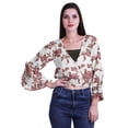 thumbnail image 1 of Moomaya Haut Court Imprimé pour Femmes Style Enveloppant Manches Longues à Volants Blouse d'Été Décontractée, 1 of 5