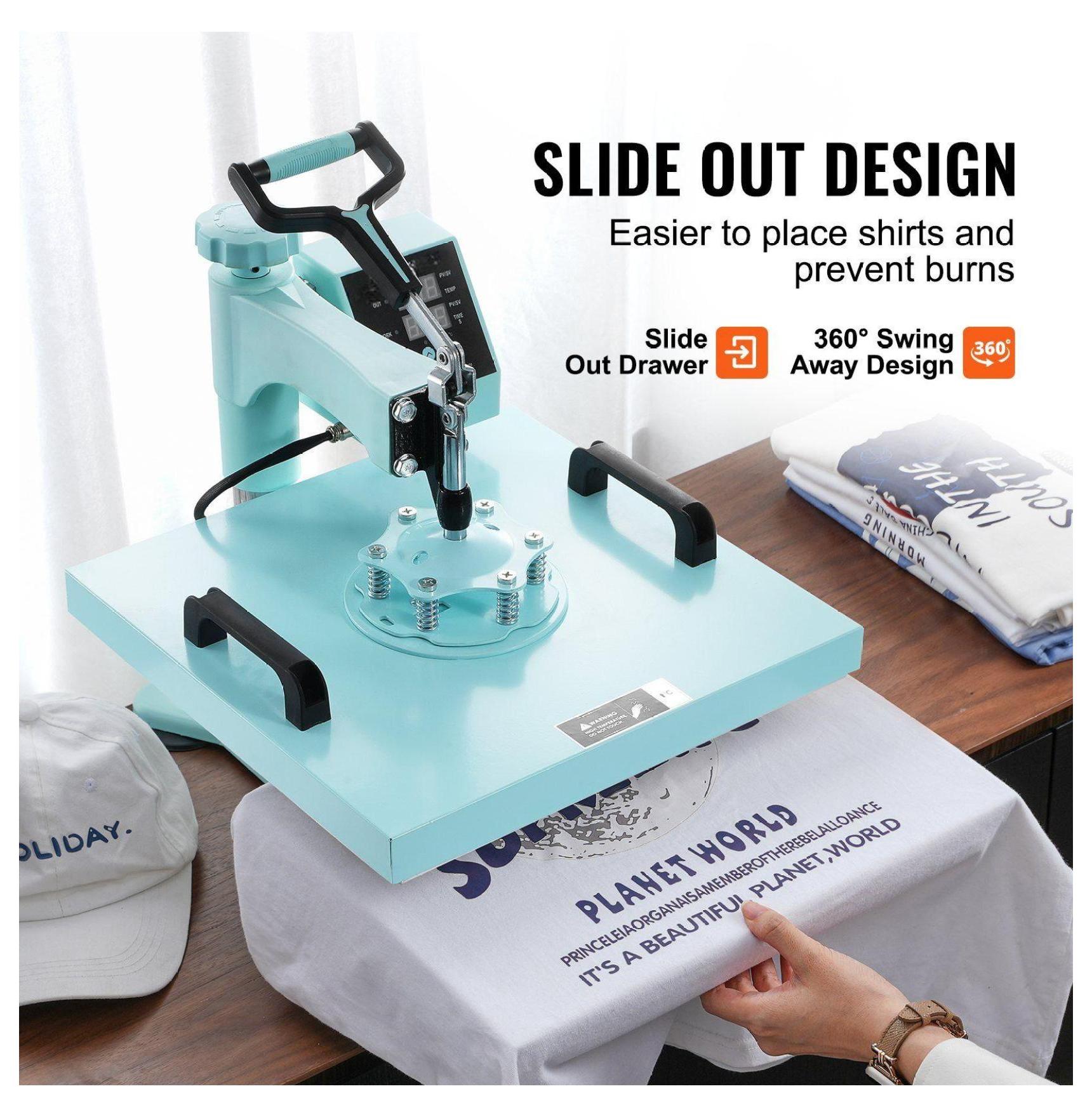 Heat Press Machine 15x15", 8 in 1, 30oz Tumbler Press for T-Shirts, Hats, Mugs, DIY Crafts & Gifts with Swing-Away Design