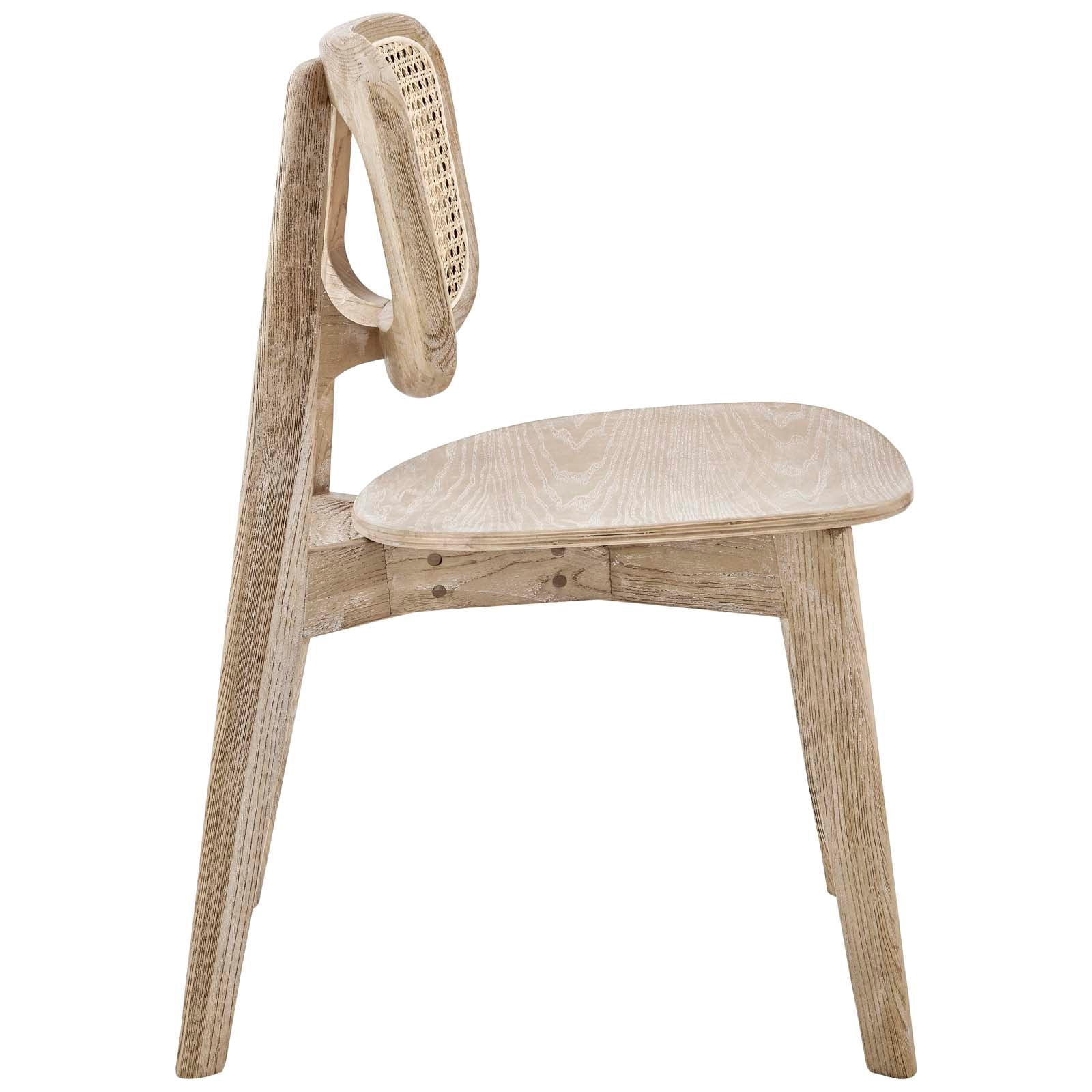 Modway Habitat 18" Wood and Rattan Dining Side Chair in Gray