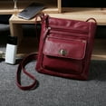 thumbnail image 3 of Cbcbtwo Adult Teen Women's Faux Leather Canvas Plain Crossbody Shoulder Bag, Red, 3 of 6
